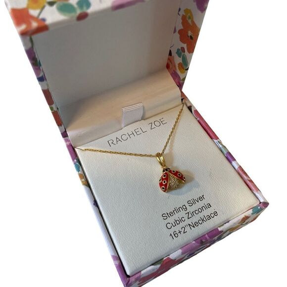 Rachel Zoe Sterling Silver & Cubic Zirconia Ladybug Pendant. - Picture 4 of 7